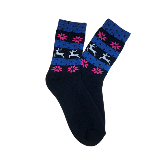 BLACK GIRLS SOCKS WITH DEER PATTERN