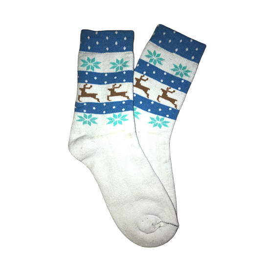 WHITE GIRLS SOCKS WITH DEER PATTERN