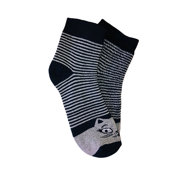 BLACK GIRL'S CHILDREN SOCKS WITH CAT PATTERN